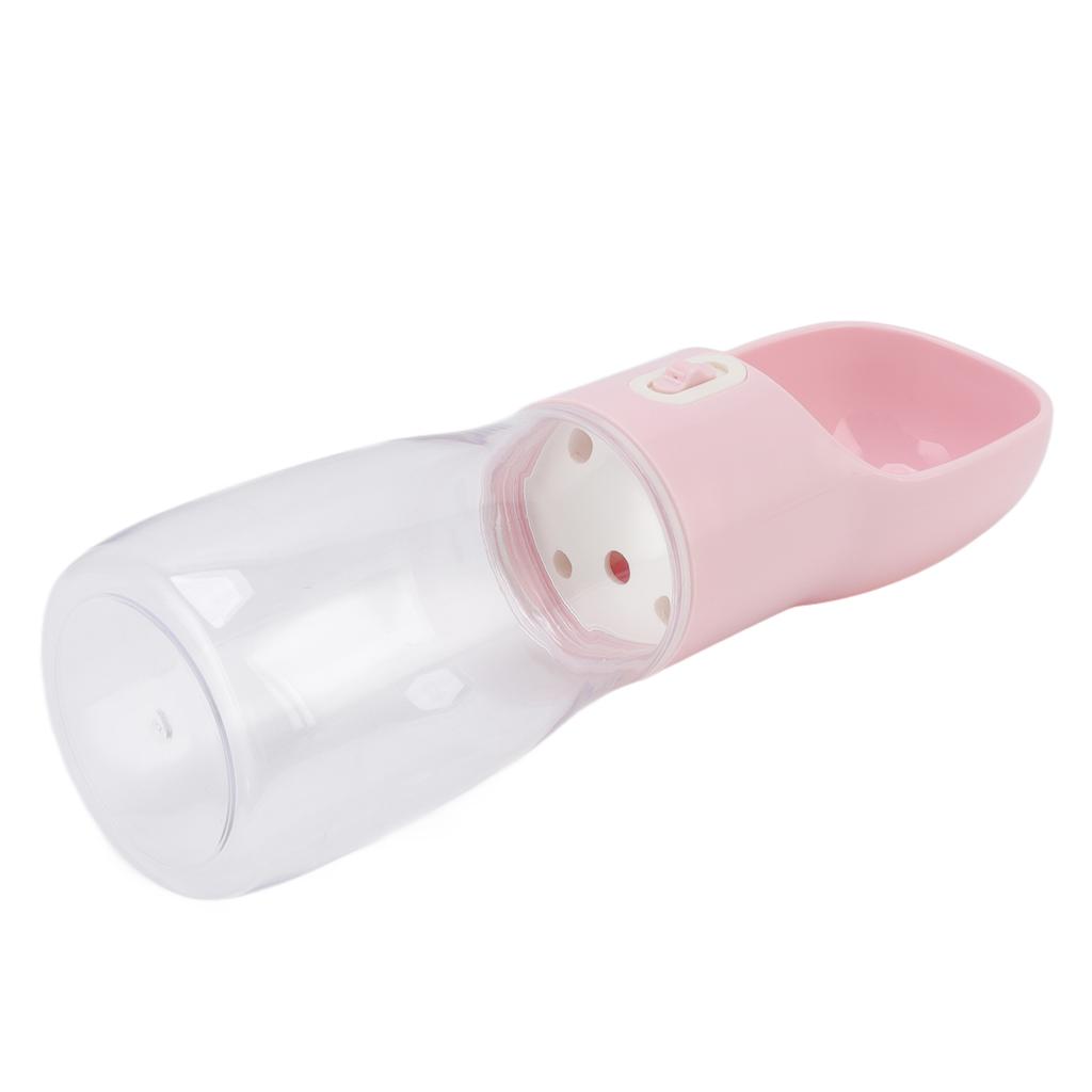 400ml Hunde-Wasserflasche Lebensmittelqualität Auslaufsicher Wassersparend Tragbarer Hundenapf Spender mit Trageband für Draußen Pink