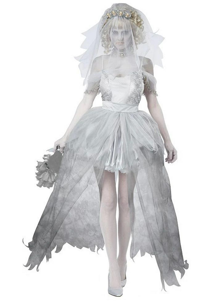 

White Sexy Zombie Bride Halloween Costume Set Medium