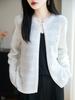 2025 Women's Round Neck Wool Shawl Cardigan: Hollow Out, Loose Fit, Versatile Long Sleeve Outerwear