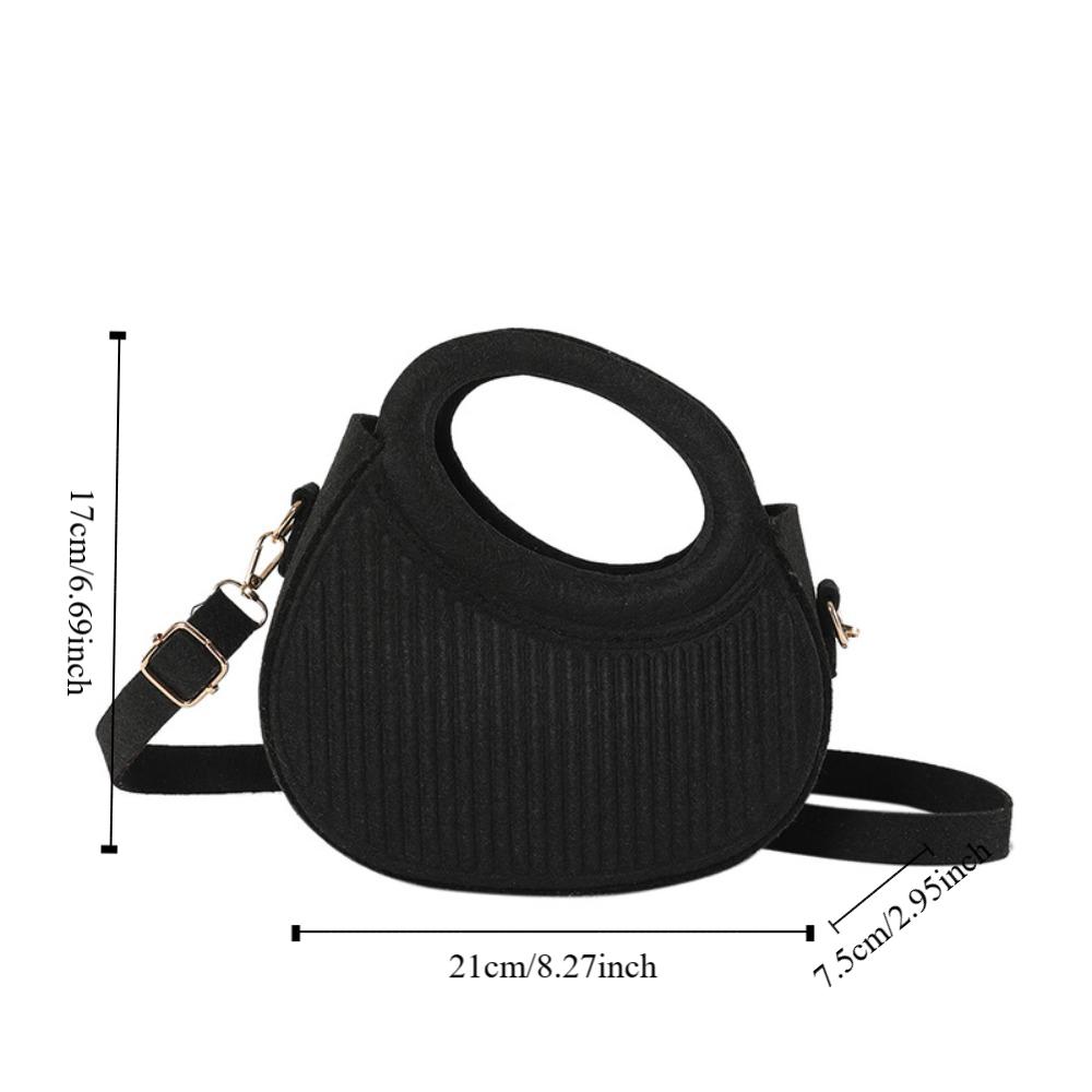 PU Leather Hobos Handbag Half Moon Bag Pleated Shoulder Bag Ins Felt Crossbody Bag Shopping