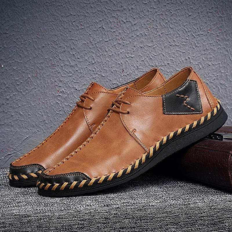 Fashion Fashionable High-quality Hand Sewn Leather Oxford Shoes Non Slip Soles Business Office Casual Shoes Mens Commuting Driving Shoes