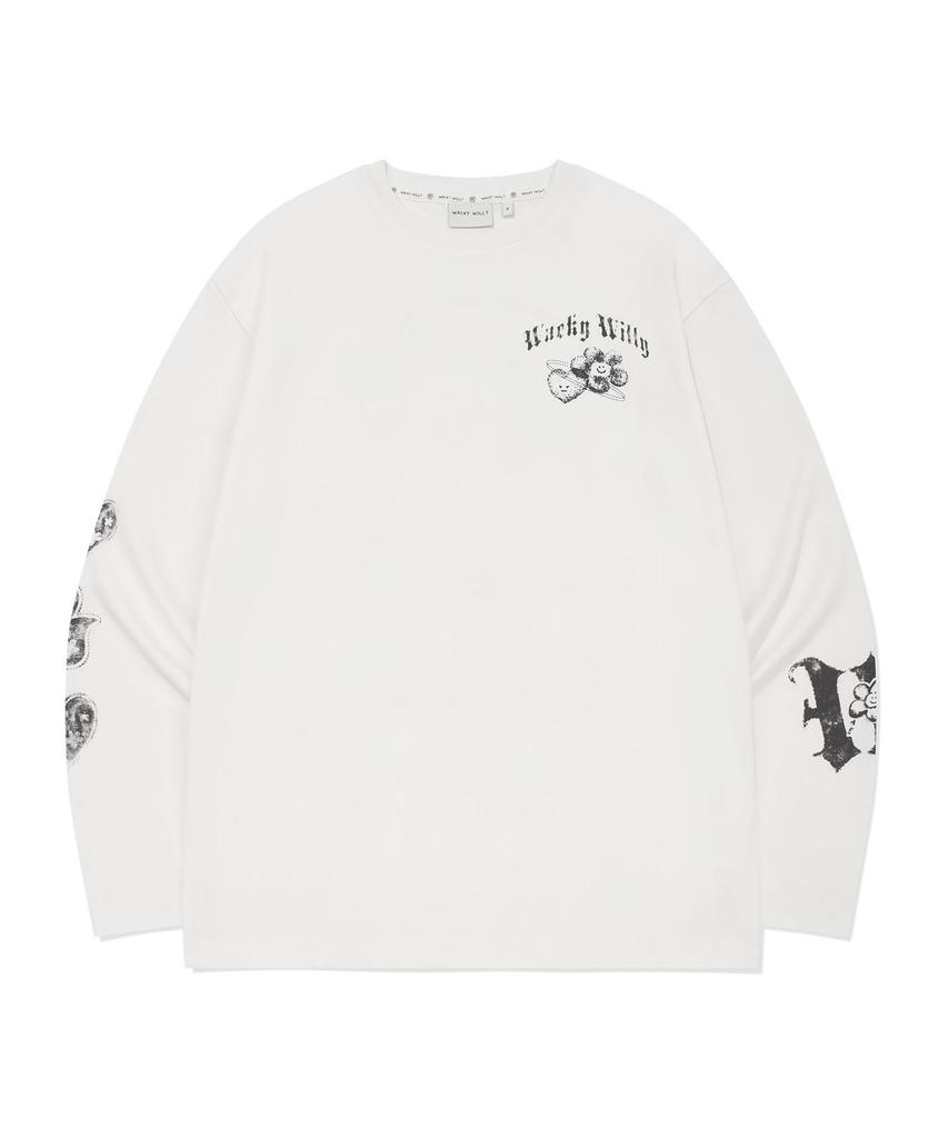 WACKY WILLY Women'S Graphic Long Sleeve White