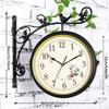 Double Side Wall Clock Dial Diameter 10 Inch Silent Decor Station Round for Patio Balcony