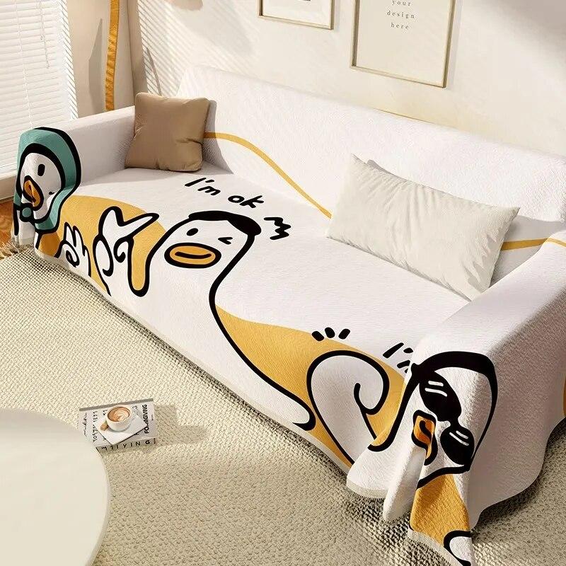 

Cute Four Seasons Universal Sofa Cover Blanket Soft Fabric Full Cover for 3 Seater Couch Home Decor 60x50cm