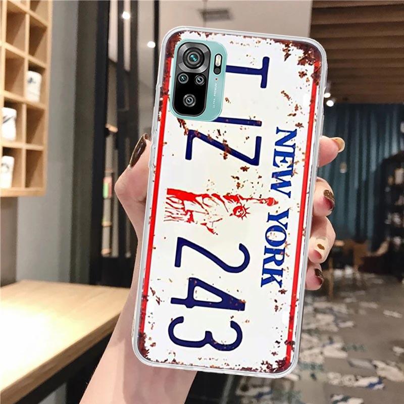 License New York Plate Number Soft Phone Case For Xiaomi Redmi Note 14 14S 13 12S 12 11S 11 11E Pro Plus 11T 10S 10 9S 5G Patter