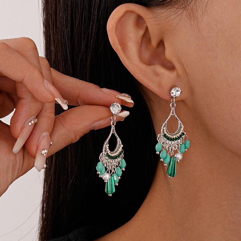 Bohemia Style Bohemian Crystal Earrings Hollow Water Drop Earrings Pendant  Beach
