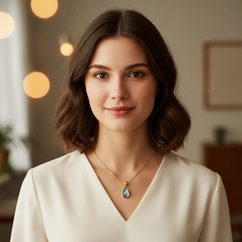 Gold Plated Droplet Necklace Clear Blue Ocean Necklace Water Drop Necklace Women Jewelry