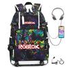 Cartoon Game USB Backpack Large Capacity Hiking Bag College Student Outdoor Travel Casual Daypack