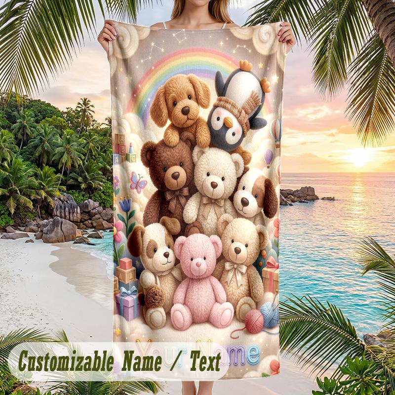 Family Friends Theme Beach Towel Personalized Custom Name & Text Soft Quick Dry Beach Towel for Swimming Travel