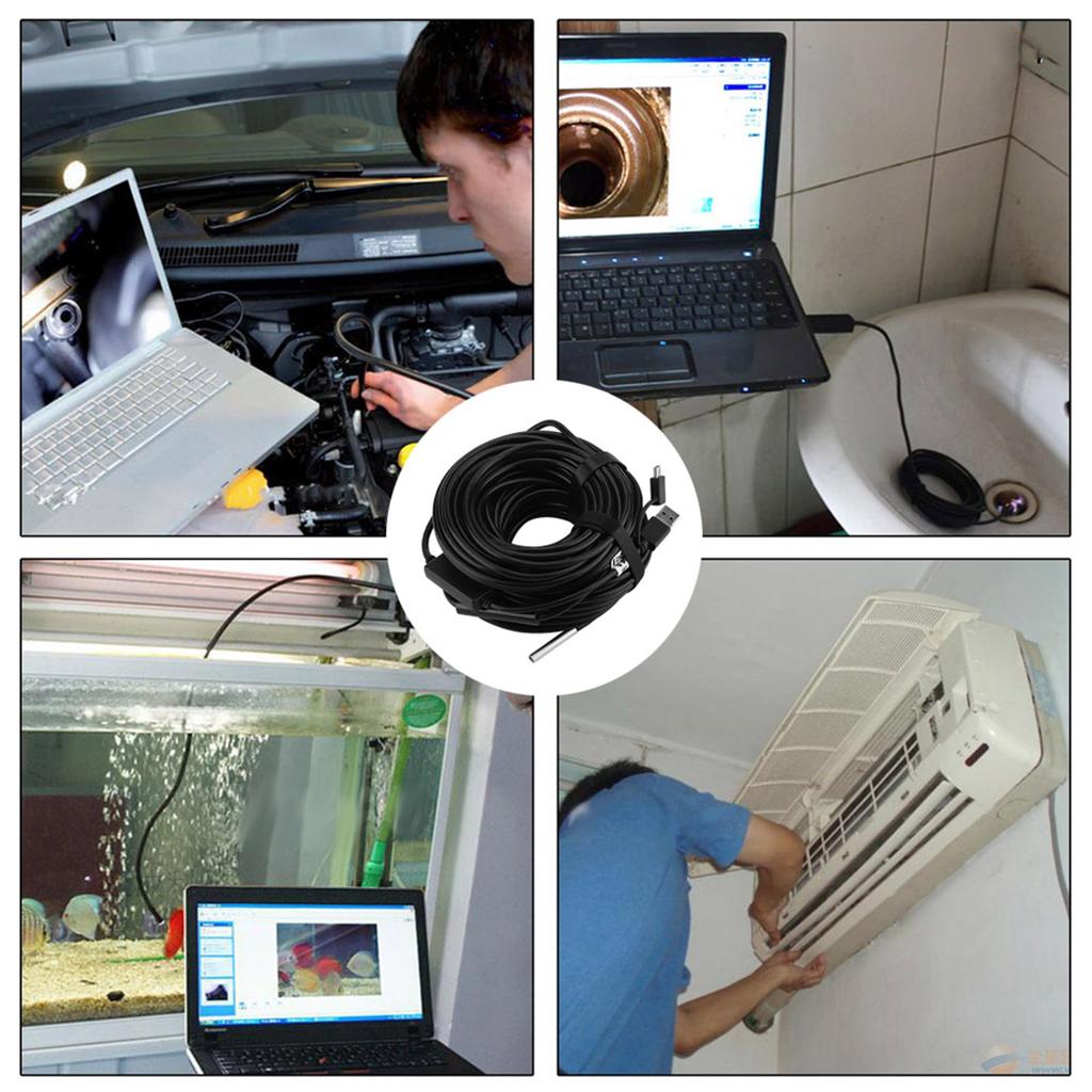 20-Meter 5.5mm USB Endoscope with 720P Water Proof Camera for Pipe Car Inspection USB Inspection Camera Flexible Endoscope