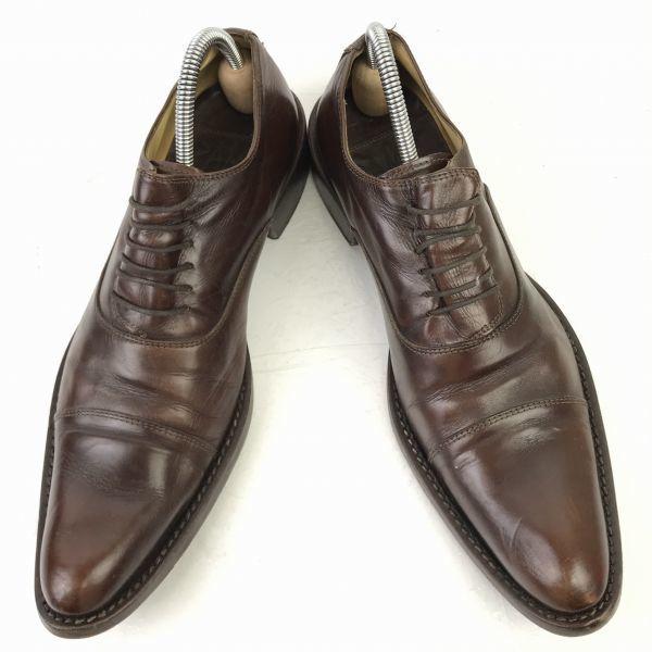 DAMY Leather Cap Toe Long Nose Shoes [Italy/40/25.0/Dark Brown] Handcrafted(USED)