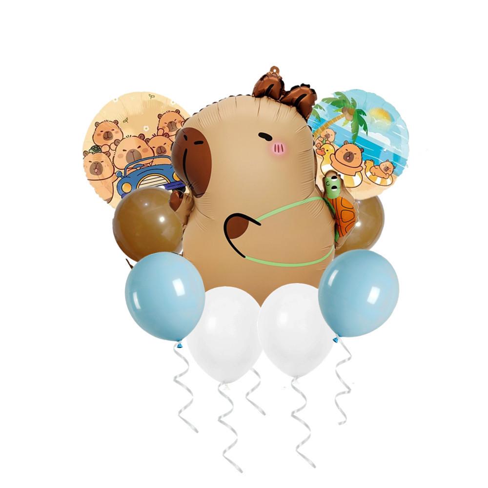 Animal Kapibara Birthday Daisy Flower Aluminum Film Latex Balloon Set Banquet Arrangement Supplies