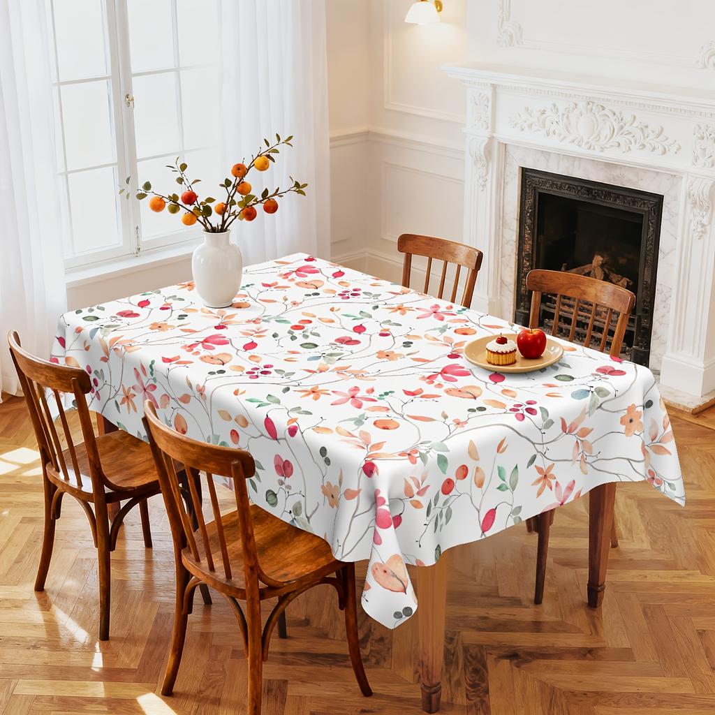 1pc Floral Pattern Tablecloth, Spring And Summer Tablecloth, Wildflower Floral Tablecloth, Square And Rectangular Dining Table Cover, Decorative Cloth