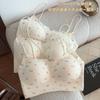 Small Floral Seamless Thin Shoulder Strap Beautiful Back Fixed Cup Sling Vest Anti-light Bra Cover
