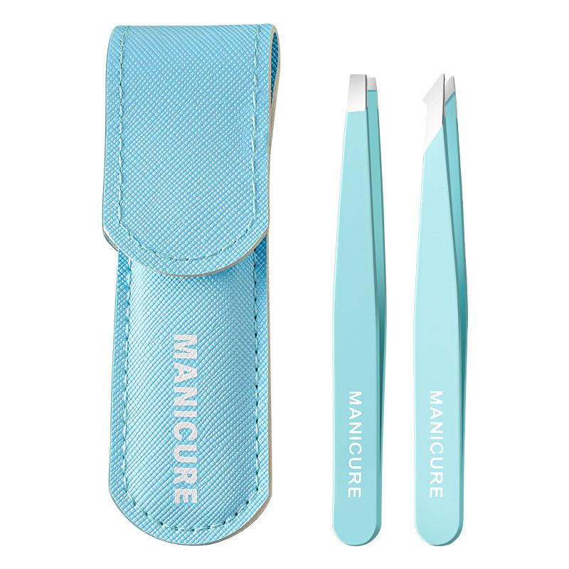 

2Pcs Eyebrow Tweezer Colorful Hair Beauty Fine Hairs Puller Stainless Steel Slanted Eye Brow Clips Removal Makeup Tools