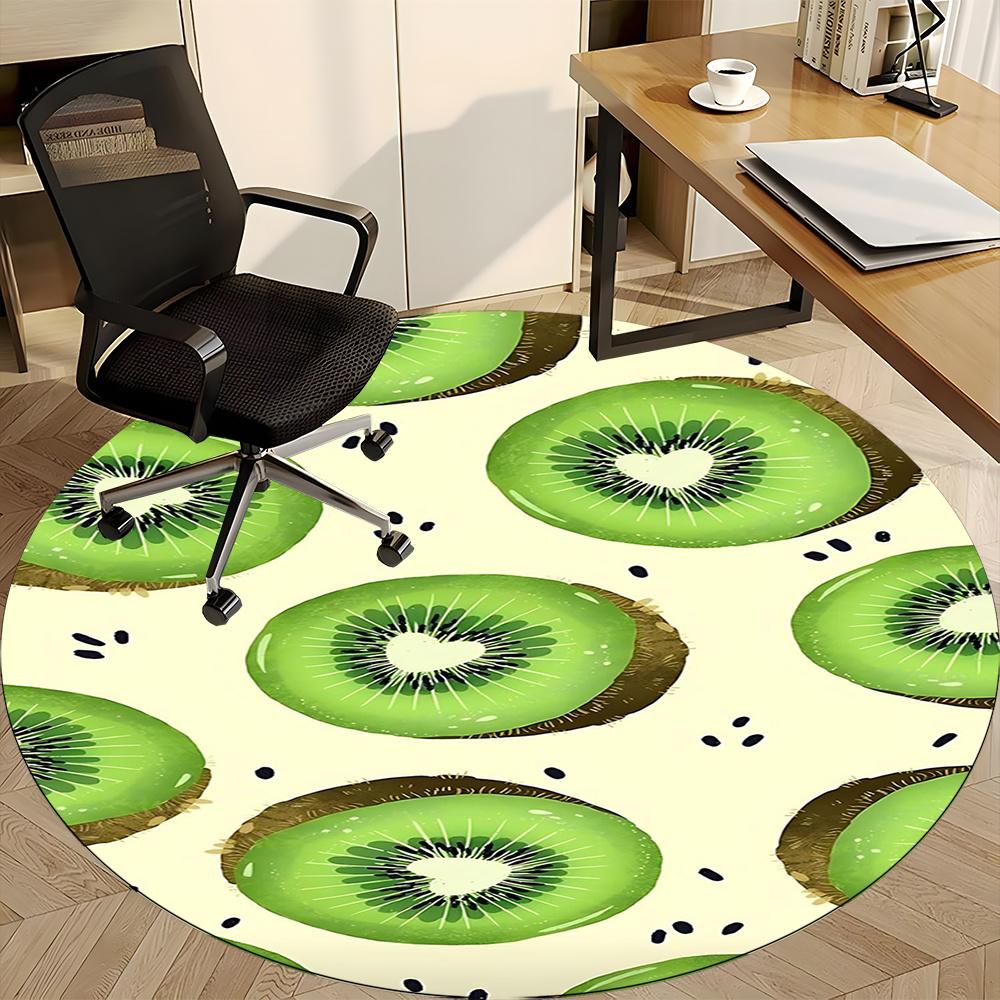 1pcKiwi Pattern Office Round Area Rug, Indoor Mat Suitable ForOffice, Under Office Chairs Bedroom Living Room Home Decor, Room Deco 082