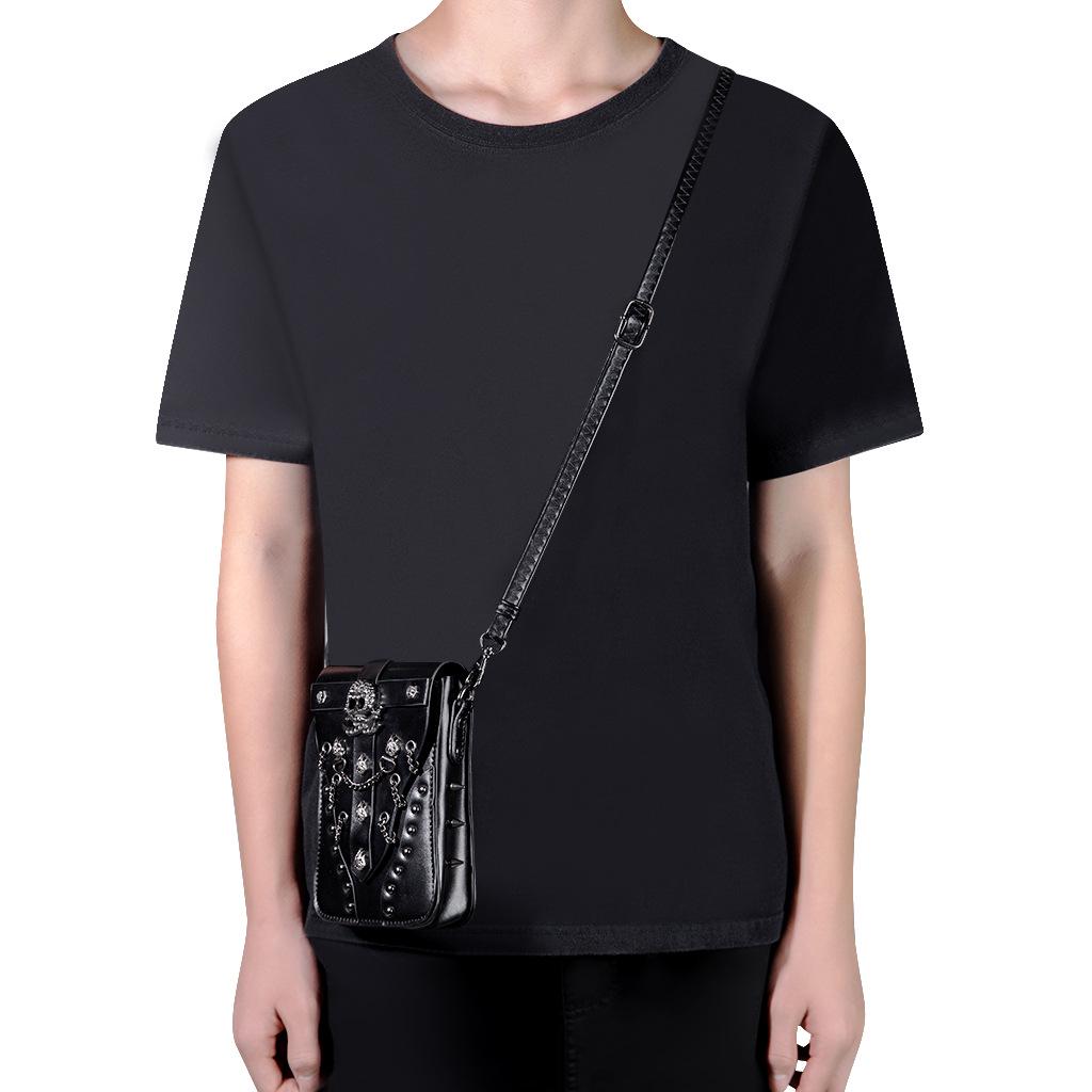 European & American Punk Rivet PU Leather Crossbody Bag with Chain