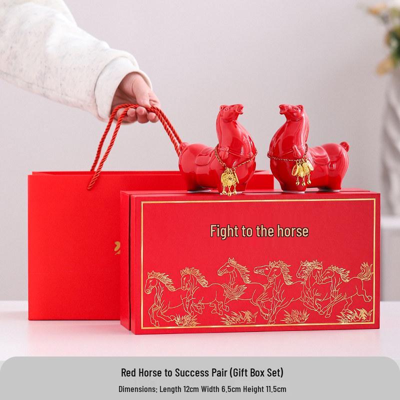 Ceramic Cultural Horse Ornament: Creative New Year & Spring Festival Gift, High-End Business Souvenir