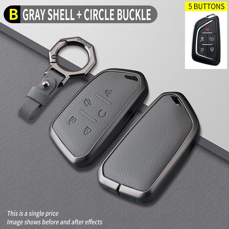 5 Bottons Zinc Alloy Auto Key Fob Cover Case Housing Fit For Cadillac Ct4 Ct4-V Ct5 C8 Corvette Lyriq - Key Ring Auto Accessories
