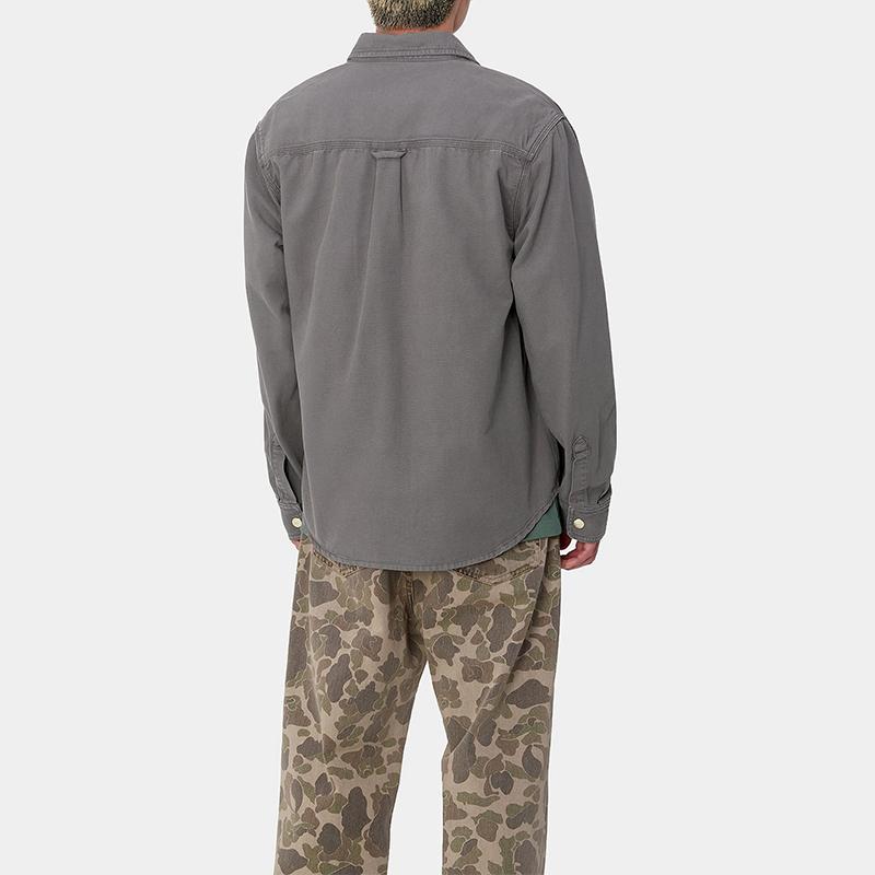 Carhartt WIP FW24 Conro Shirt Jacket With Triple-Stitched Buttons And Front Pocket Unisex Jackets Graphite-Gray I033767-87-4J