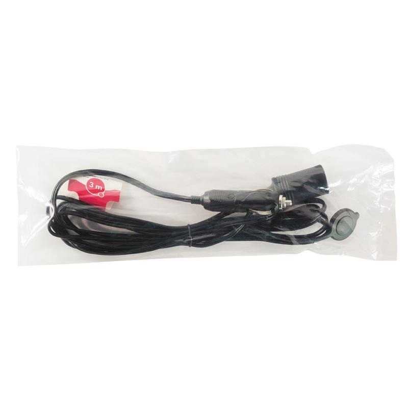 LogiLink Cigarette Lighter Extension Cable 3m, 12V, Fuse, Black, for Car