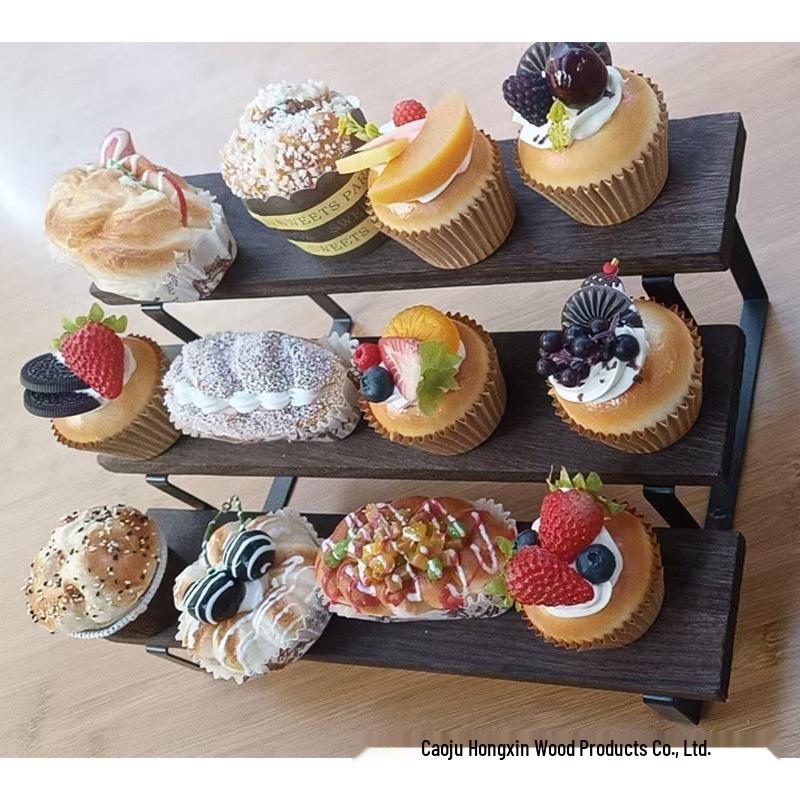 Four-Tier Iron and Wood Display Rack for Desserts and Aromatherapy Essentials