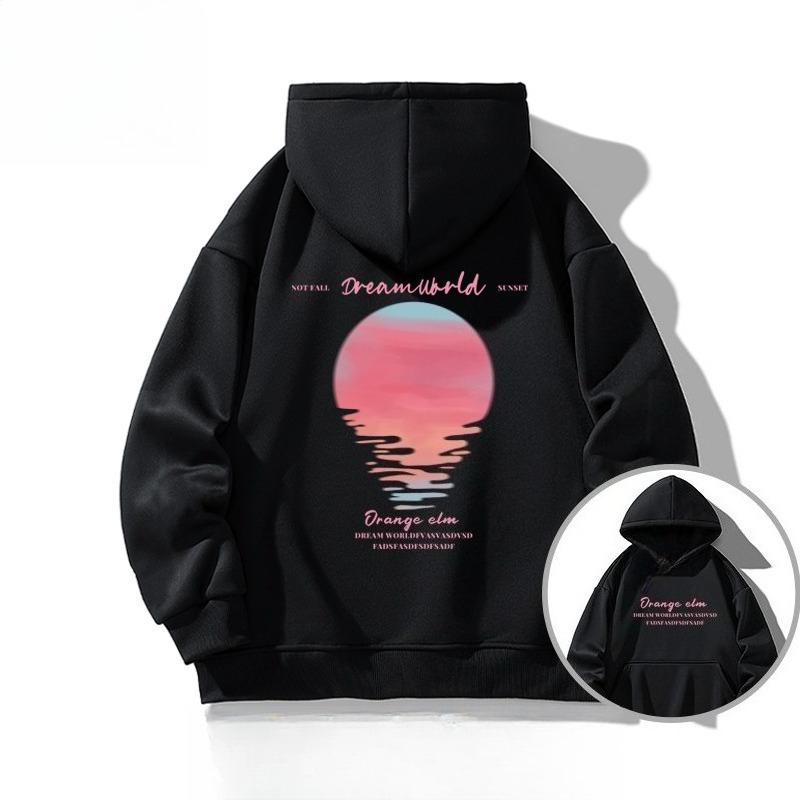 2025 New Fashion Art Trend Moon Print Men's and Women's Autumn and Winter Hoodies Loose Large Size Thermal Tops