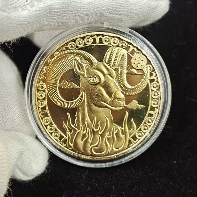 Twelve Constellation Commemorative Medals Tooth Fairy Gold Coins 12 Zodiac Crafts European and American Coins Lucky Guardian Constellation Coins
