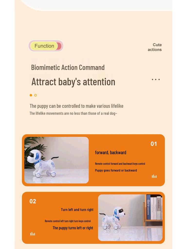 Interactive AI Remote Control Dog Toy: Woofing, Singing, Dancing, Educational Pet for Kids