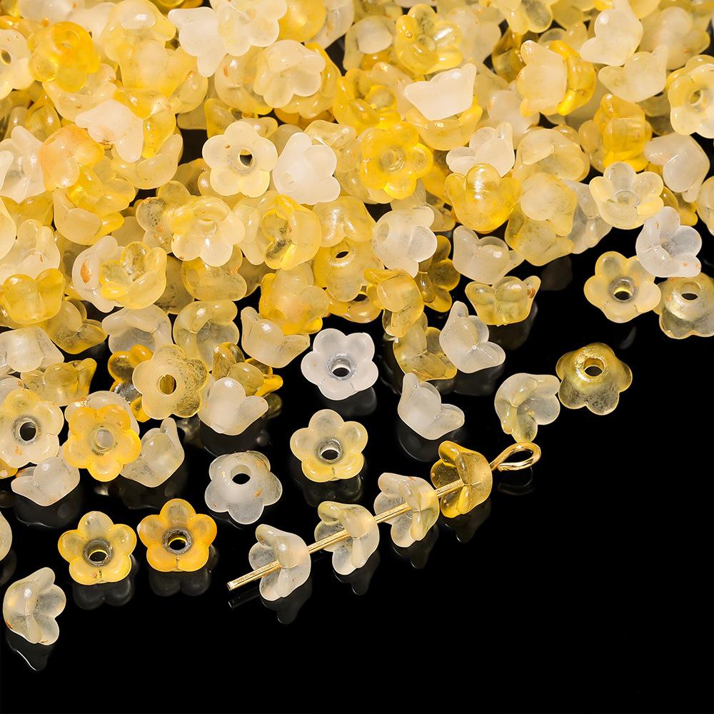 5.5*6MM Acrylic Gradual Change Sprinkling Gold Lily of The Valley Beads, Loose Beads DIY Handmade Flower Tray Earrings Necklace Material