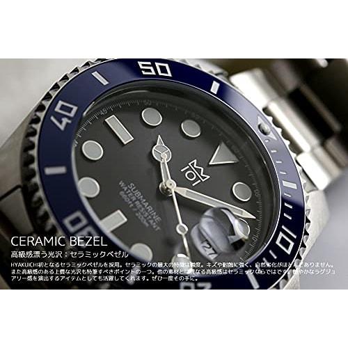 HYAKUICHI 101 No.1Z 20 ATM Water Resistant Diver's Watch with Ceramic Bezel (Blue and Black)