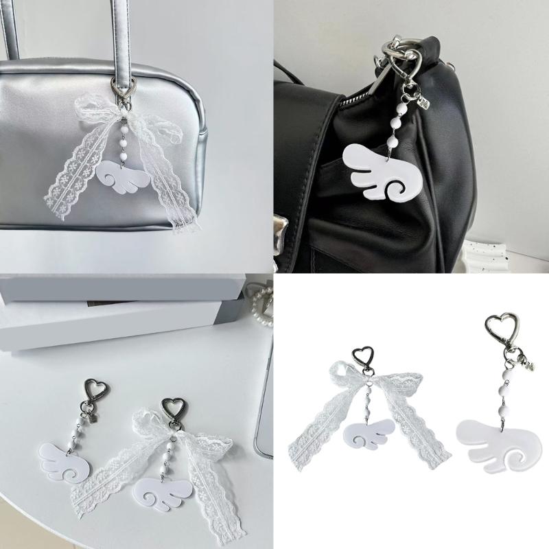 Elegant Angel Wing Keychain Sturdy Acrylic Key Chain Adornment For Keys Bags And Fashion Accessories