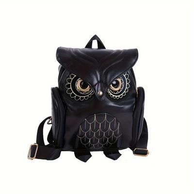 Cartoon Uil Reisrugzak, Trendy PU Leer Flap Dagrugzak, Gothic Magie Cosplay Schoudertas