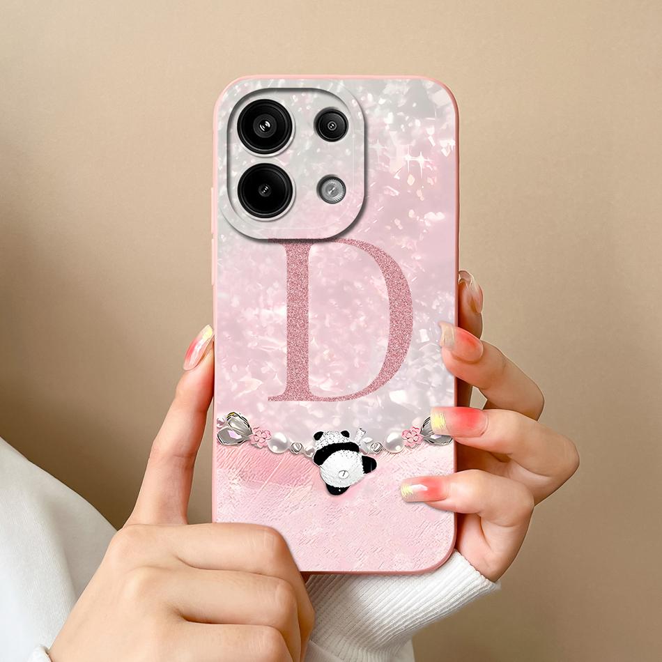 For Redmi Note 13 Pro 4G 5G Case Cute Panda Letters Back Cover For Xiaomi Redmi Note13 Pro Plus Soft Liquid Silicone Phone Cases
