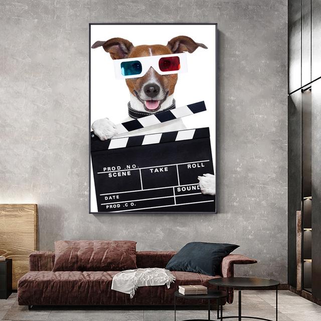 Modern Cartoon Animal Poster and Prints Funny Police Dog Canvas Painting Wall Picture for Pet Store Kids Nursery Room Decoration No Frame