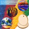50pcs/pack Unfinished Blank Wood Round/Heart/Star Pendants Disc Wooden Pieces with Hole and Conneted Rings for DIY Craft Art