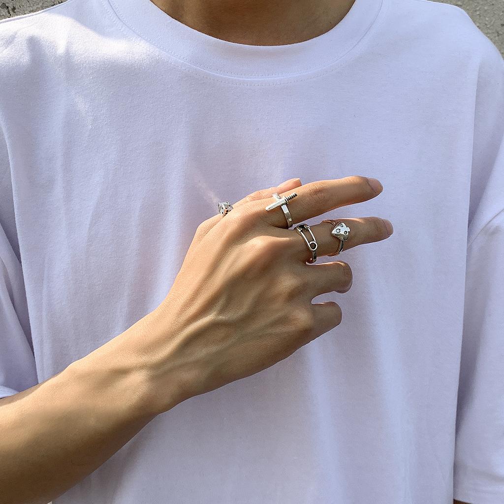 Men's Ring Korean Fashion Ins Style National Trend National Style Ring Set Design Sense Street Ring