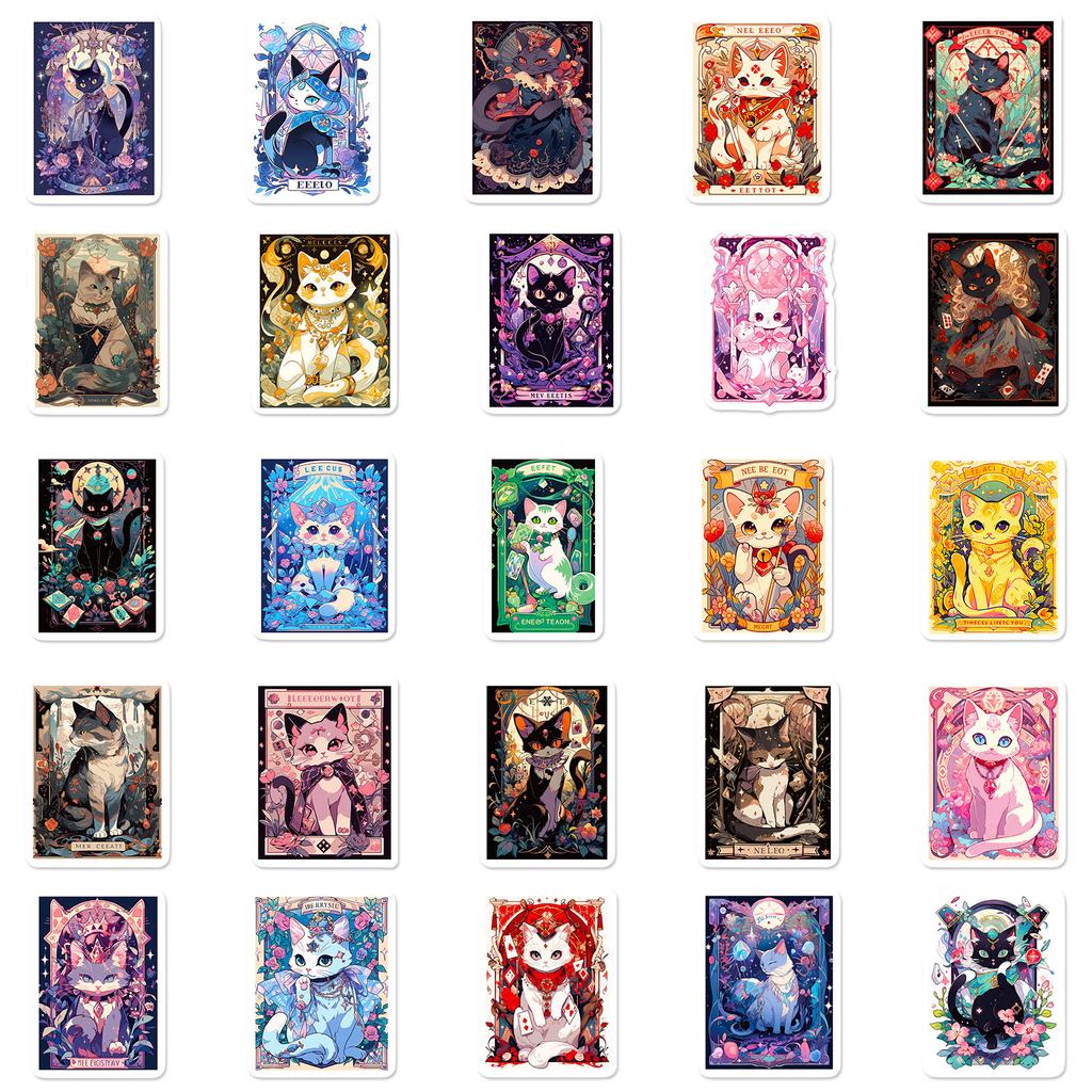 50 Cat Tarot Stickers Personalized Stickers Diy Skateboard Mobile Phone Cat Tarot Graffiti