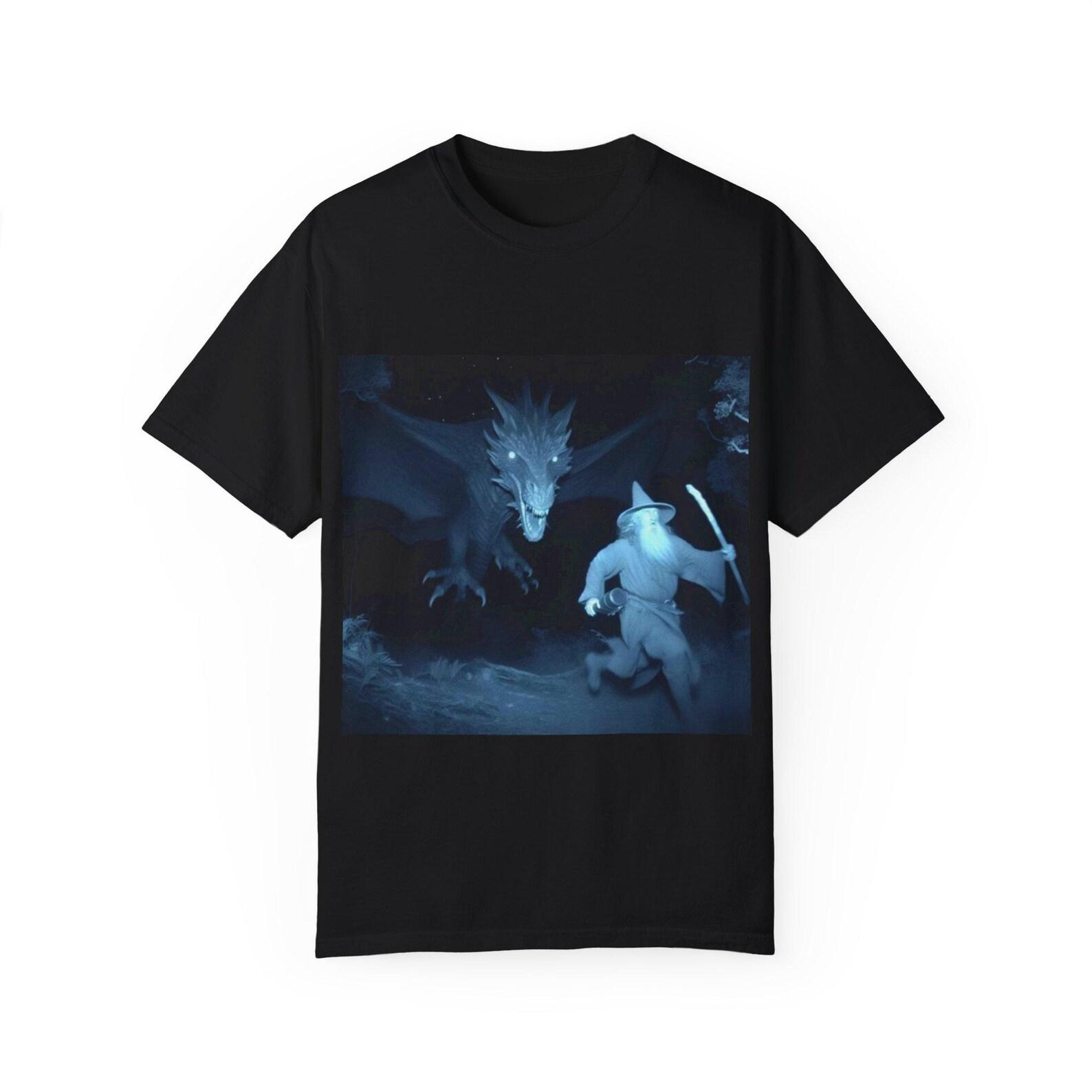 MadLad Wizard vs Dragon Graphic T-Shirt – Fantasy Unisex Tee 4XL