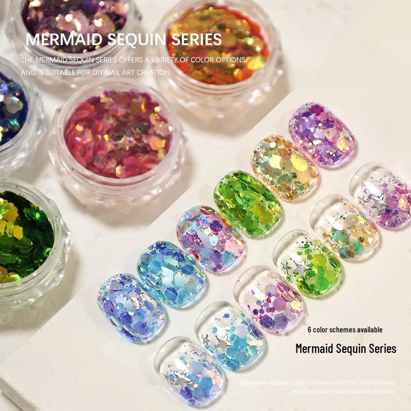 

Mermaid Nail Art Glitter Sequins - Mixed Coarse & Fine Hexagon Shapes