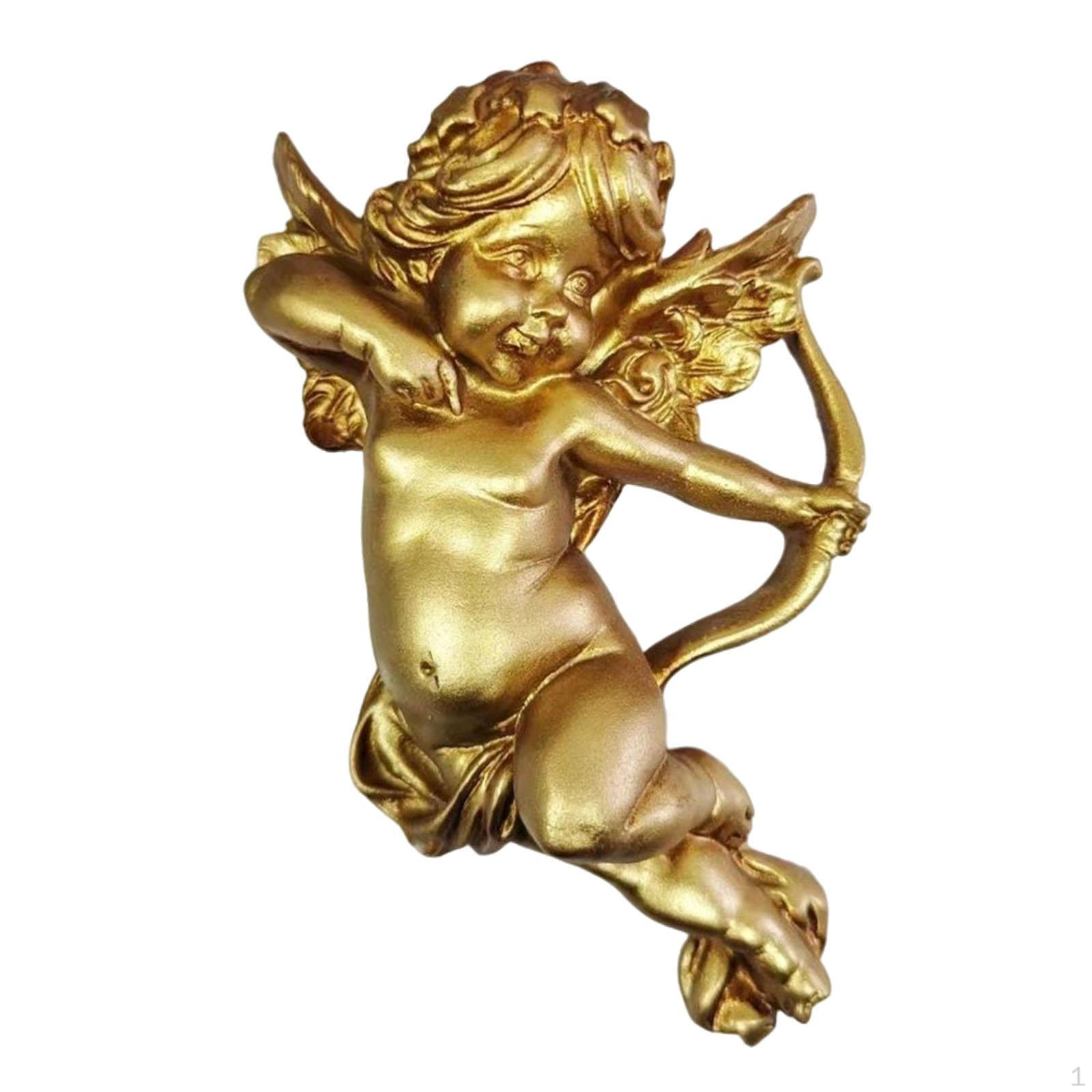 Angel Wall Sculpture Craft Artistic Resin Figurine for Porch Bedroom