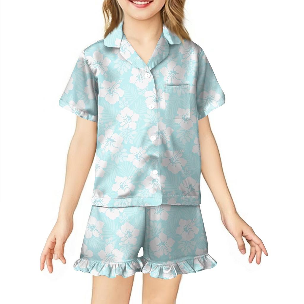 Dětské Domácí Oblečení Pyžamový Set Top s Krátkým Rukávem Šortky Dvoudílný Set Svrchní Oblečení Hrací Kardigan Oblečení