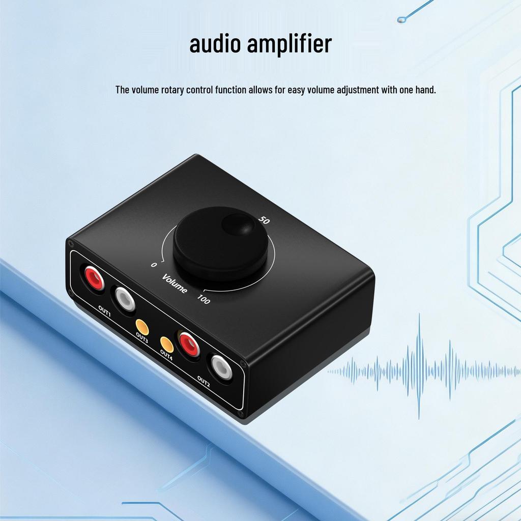 3.5mm RCA Audio Amplifier & AV Switcher for Headphones, Phones, Computers, Speakers