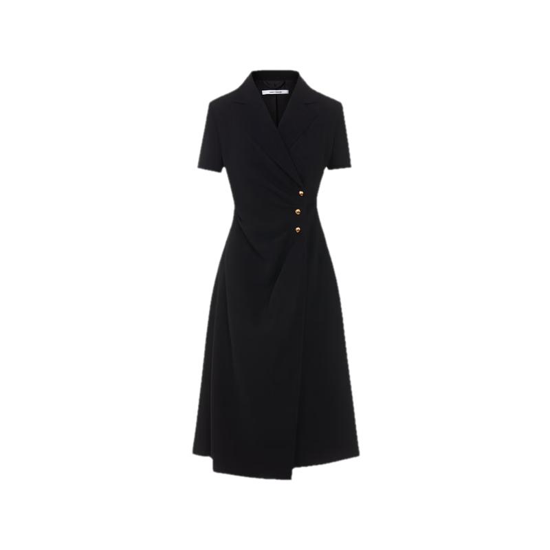 LANCY Women's Black Commuter Style Short Sleeve Suit Dress