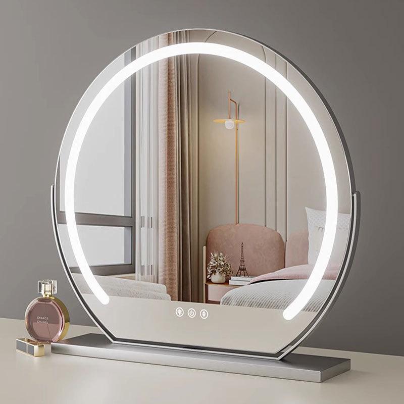Compact LED Makeup Mirror with Three-Color Fill Light, Smart Touch Charging, Perfect for Dressers