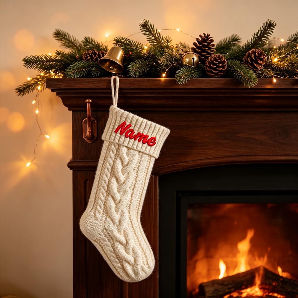 Personalized Christmas Stocking Custom Embroidered Name Christmas Stocking, Xmas Gift Christmas tree Hanging Holiday Decor