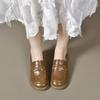 Women's 2024 Autumn Round Toe Slip-On Leather Loafers - Retro British Style, All-Season Flats