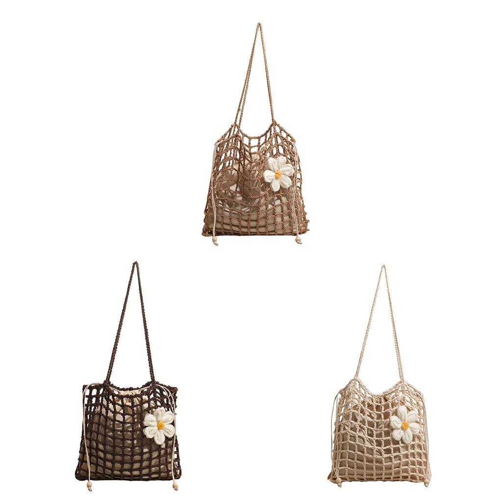 Stylish Woven Mesh Shoulder Bag For Summer Beach Vacation And Casual Outings
