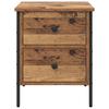 1 Piece modern vintage low cabinet, bedroom nightstand, bedside storage cabinet, double drawer organizer cabinet, round corner supports, 40x42x50 cm