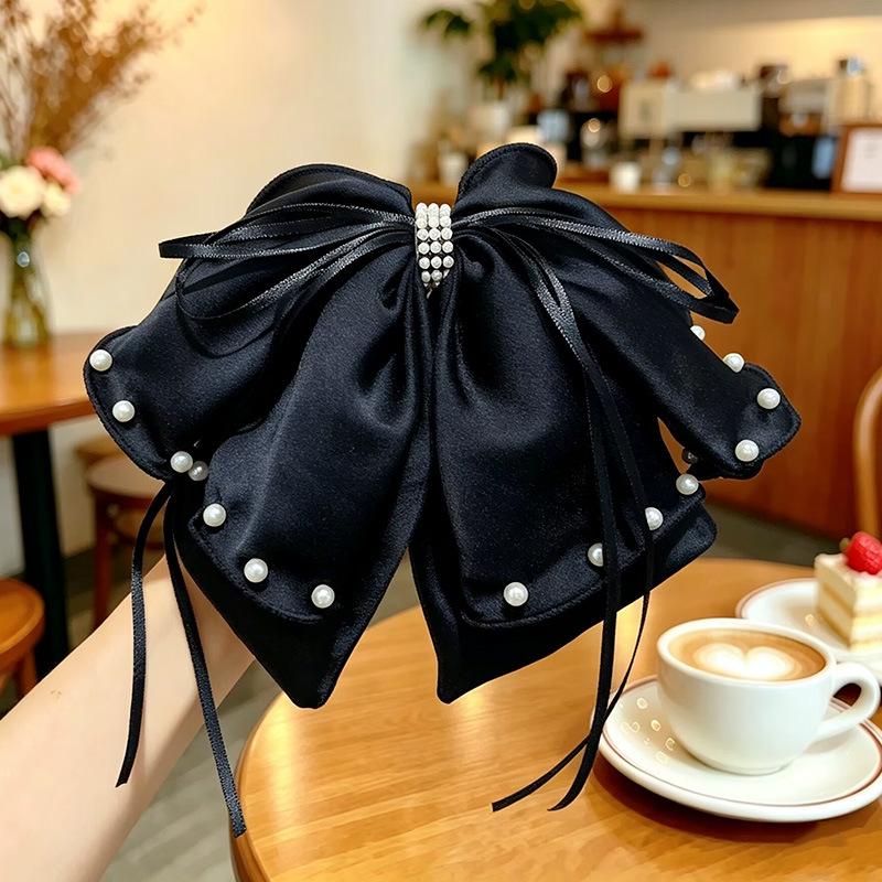 Handmade Chiffon Floral Bow Ponytail Clip for Voluminous Hair